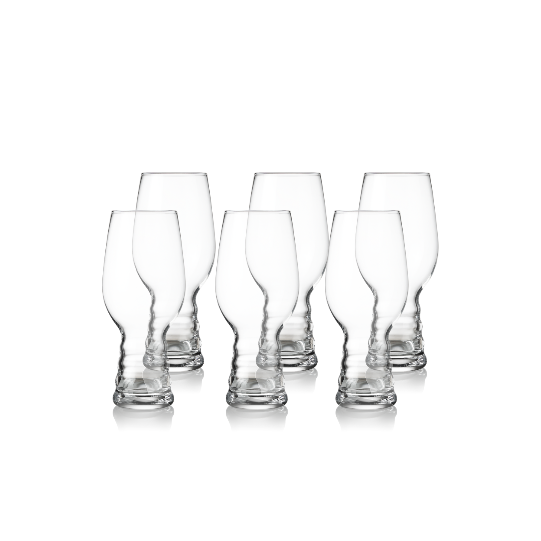 6 Brixton Crystal Glass Beer Glasses