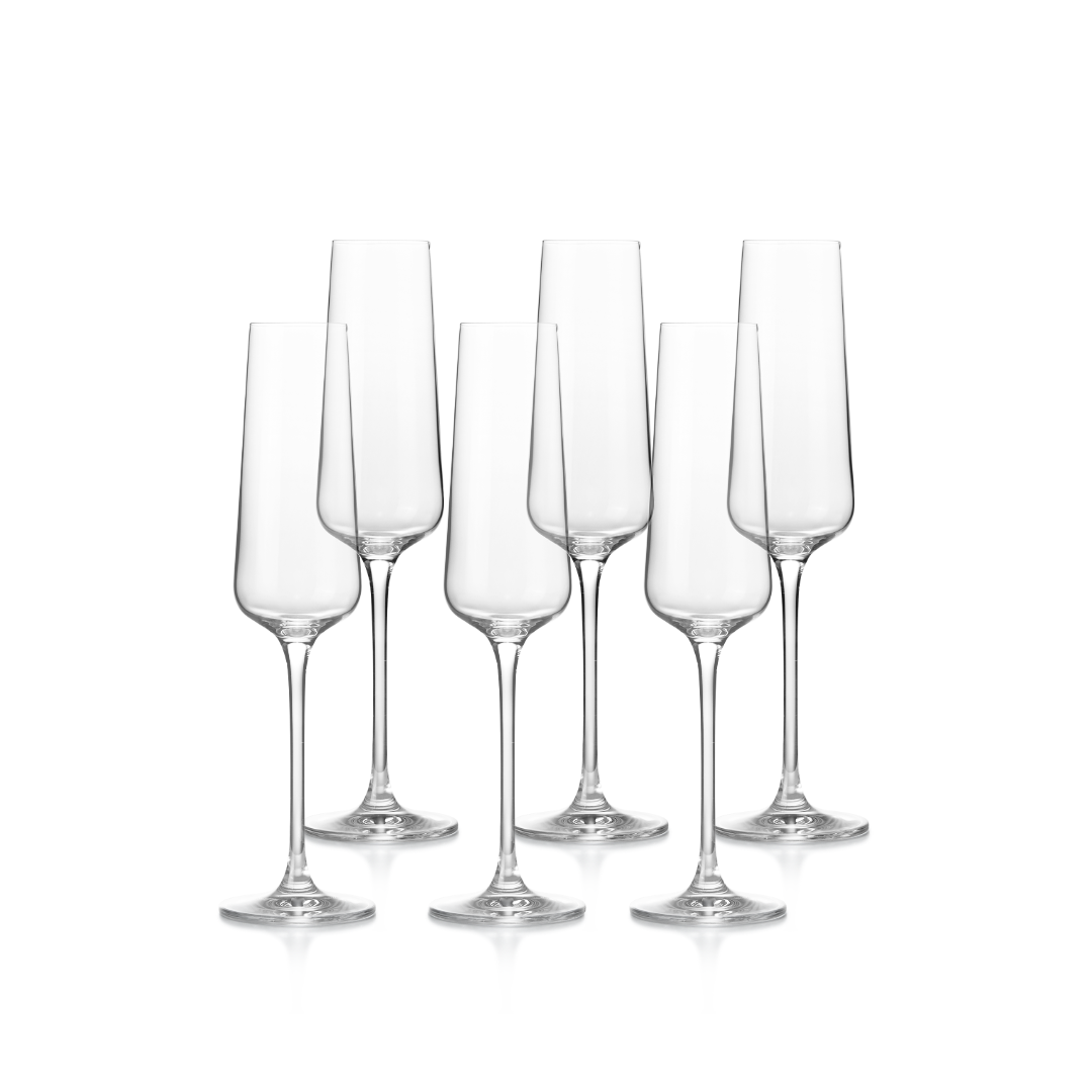 6 Chelsea Crystal Glass Champagne Glasses
