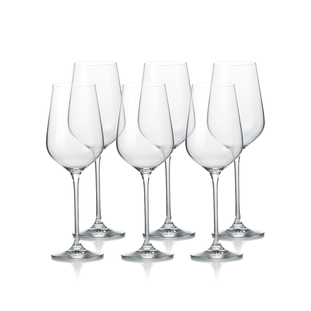 6 Chelsea Crystal Glass Wine Glasses